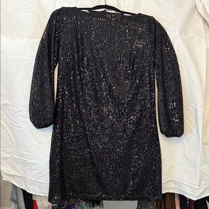 LOFT Black Sequin Prom Dress